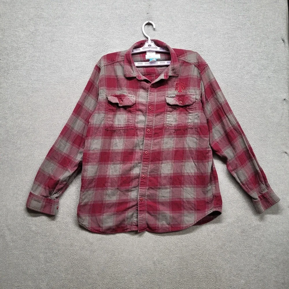 Texas A&M Aggies‎ Men Button Up Shirt L Red Logo Embroidery Columbia